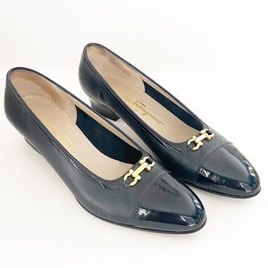 Salvatore Ferragamo Black Heels with Gold Accent